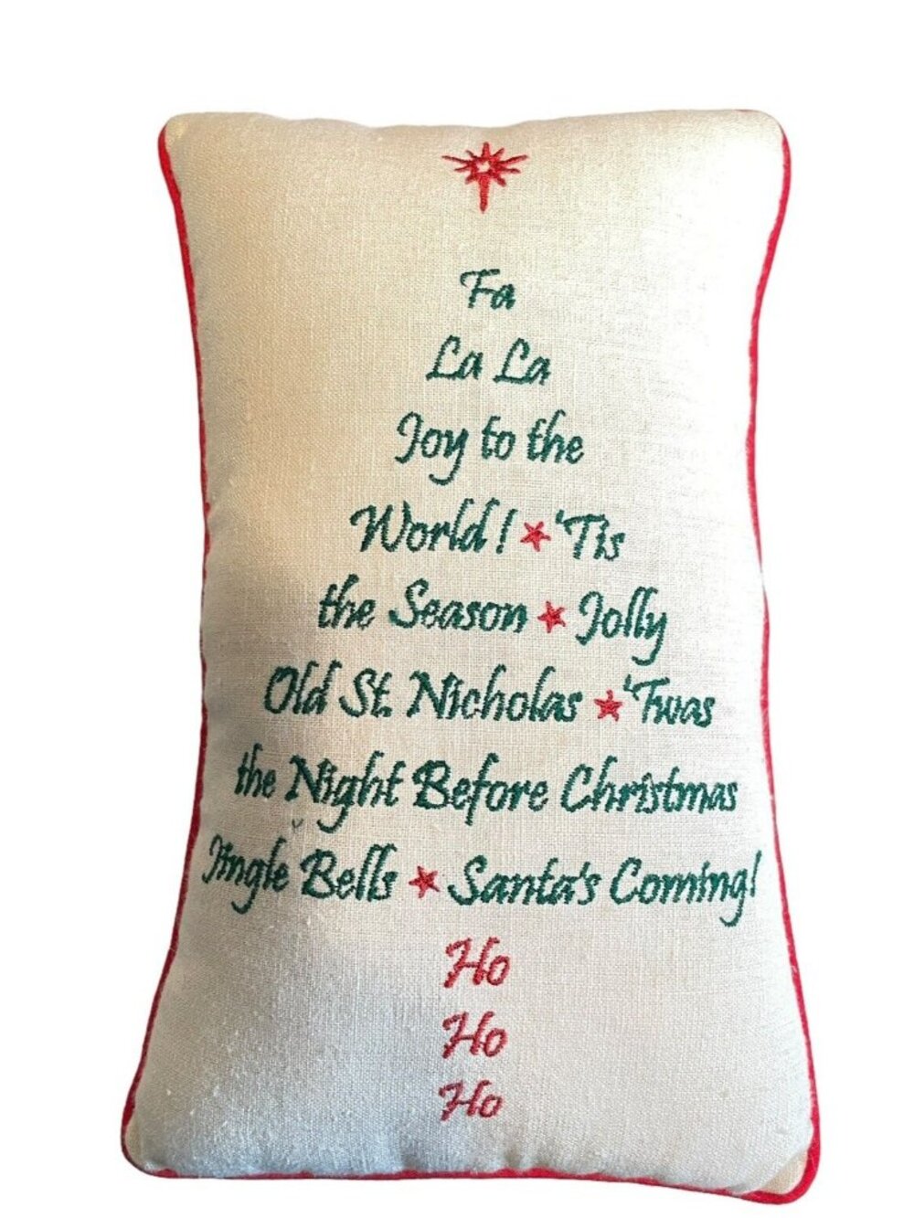 Christmas Throw Pillow Decor Embroidered Holiday Song Names Fa La La Jingle Bell